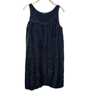 Eileen Fisher Size M Layered Silk Georgette Tiered Black Dress‎